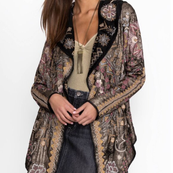 Johnny Was Biya Embroidered Metallic Short Hoodie Agatha L NWT $490 - Picture 2 of 5